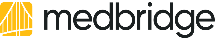 Medbridge logo with a yellow arch and black text.